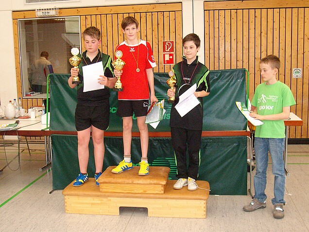 Schüler 12: Julius Heilmann (2.), Felix Bregulla (1.), Markus Wolff (3.) und Jannik Hastedt (4.)